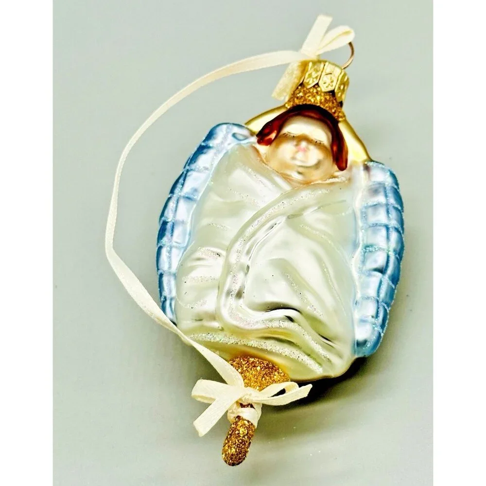 Patricia Breen See Him Sleep Glittered Sky 1999 2 piece‎ Christmas Ornament 9935